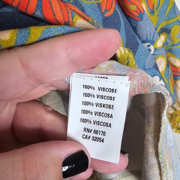 Anthropologie BL-nk London Stephaine Vneck Top Blue Yellow Floral size small - Picture 5 of 6